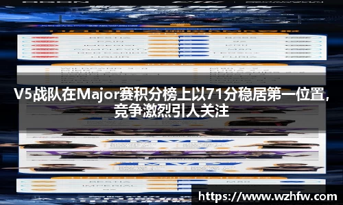 V5战队在Major赛积分榜上以71分稳居第一位置，竞争激烈引人关注